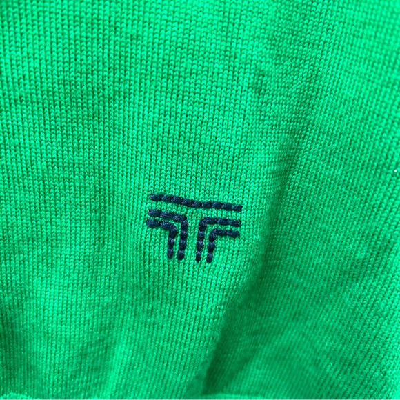 Green Tory Sport Merino Wool Sweater with Blue Chevron Size S Lightweight Layer - Picture 4 of 6